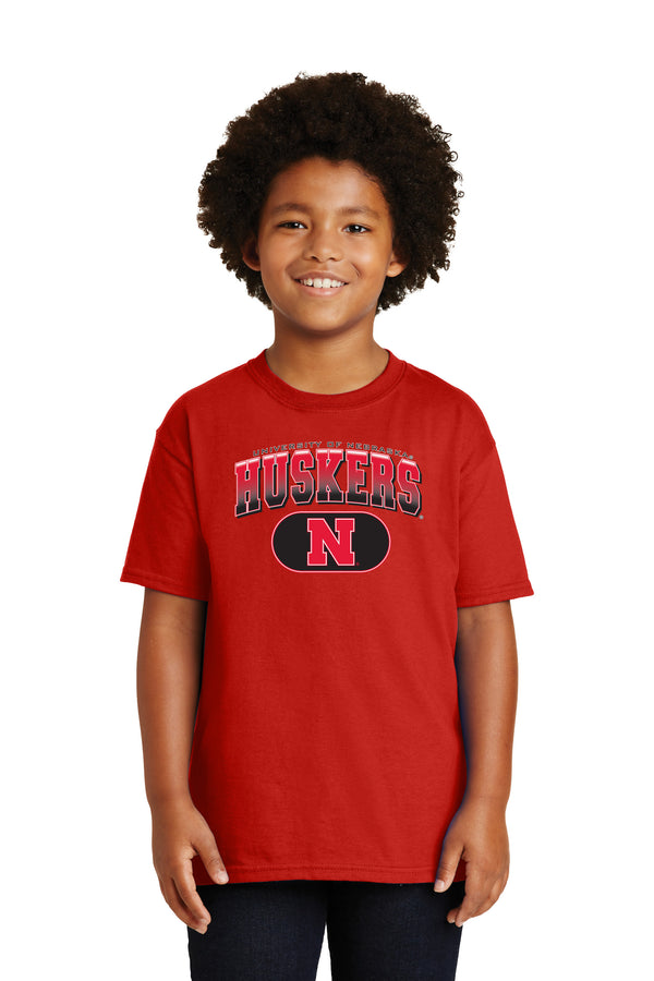 Nebraska Huskers Boys Tee Shirt - Full Color Huskers Fade with Block N