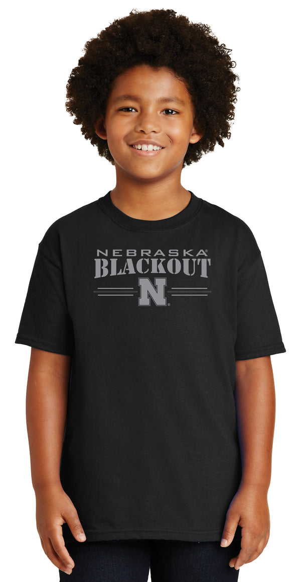 Nebraska Huskers Boys Tee Shirt - Nebraska Blackout Block N