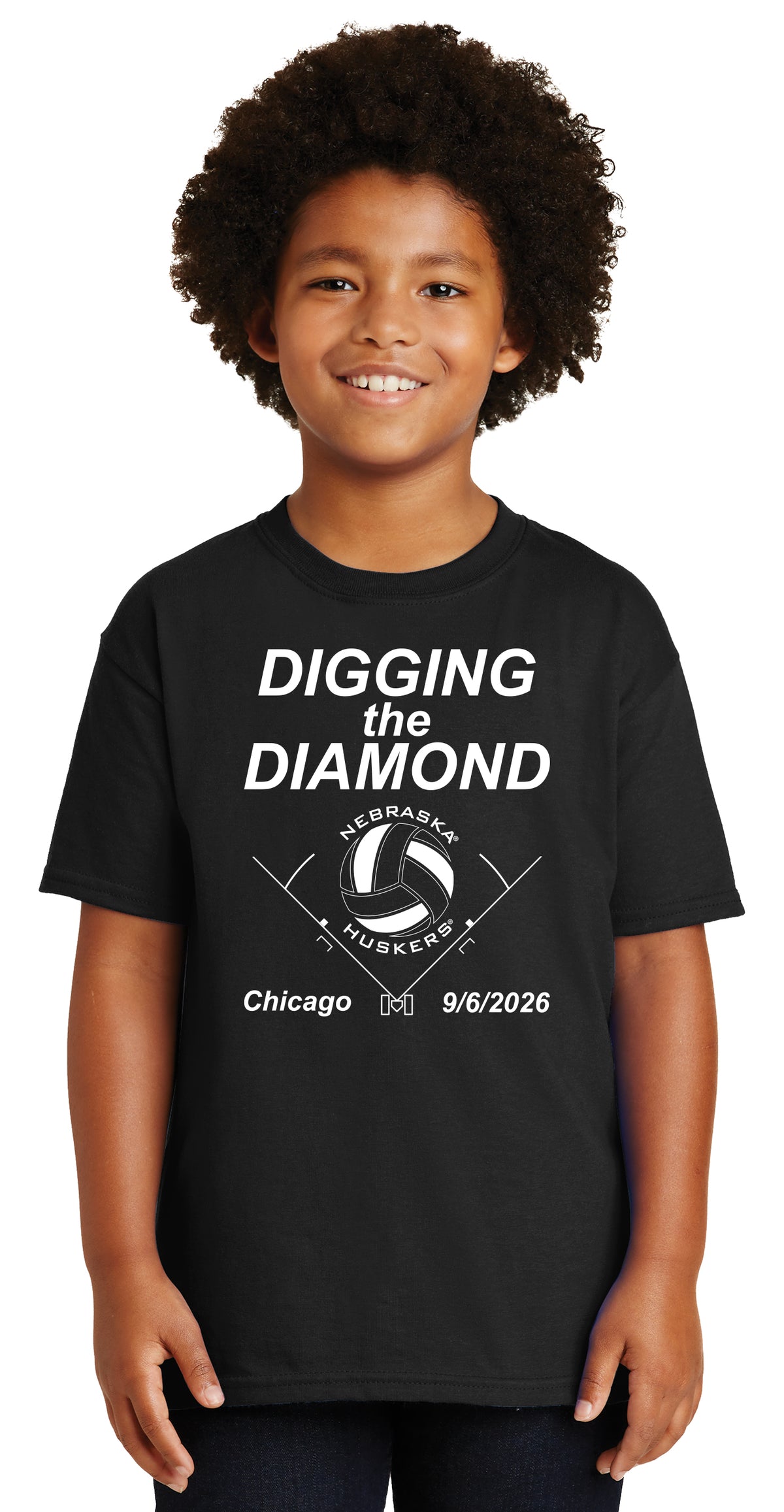 Nebraska Huskers Boys Tee Shirt - Nebraska Volleyball Digging the Diamond