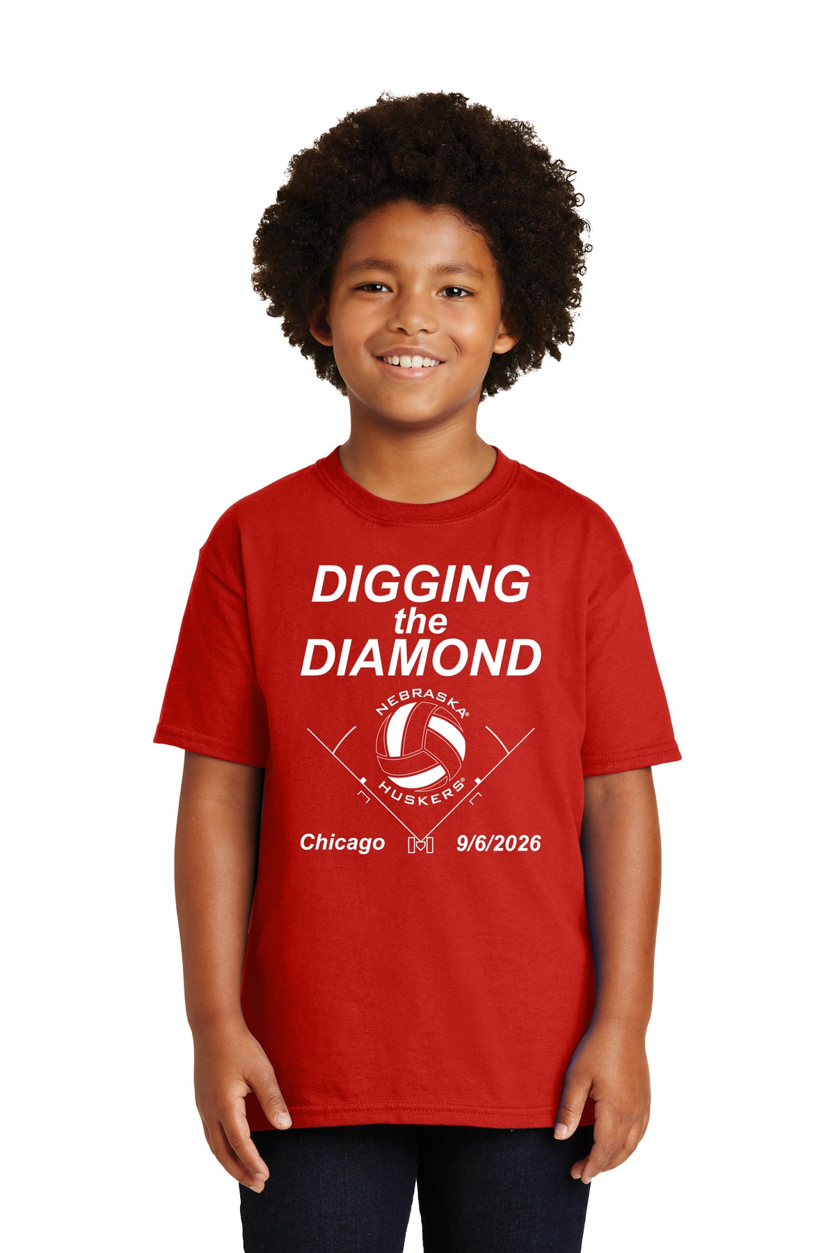 Nebraska Huskers Boys Tee Shirt - Nebraska Volleyball Digging the Diamond