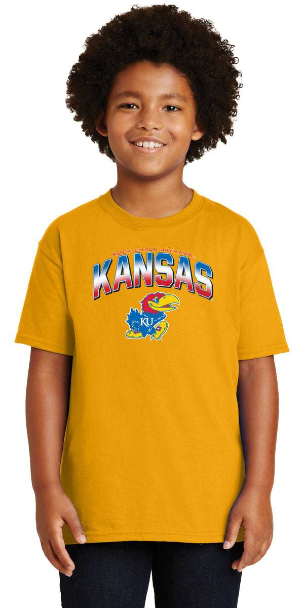 Kansas Jayhawks Boys Tee Shirt - Full Color Fade Kansas Logo