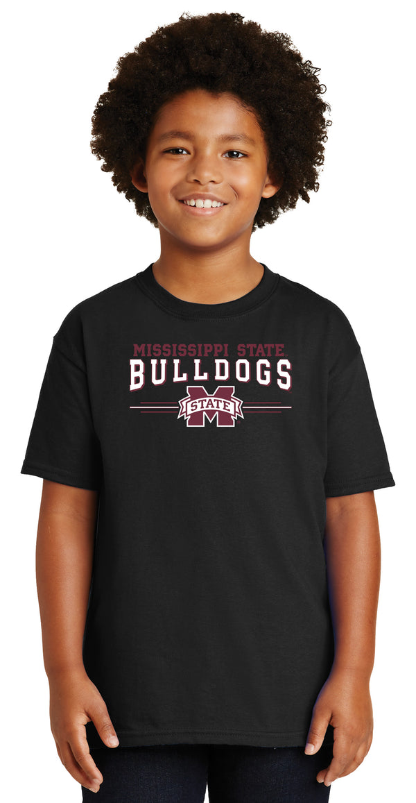 Mississippi State Bulldogs Boys Tee Shirt - MSU Bulldogs 3-Stripe