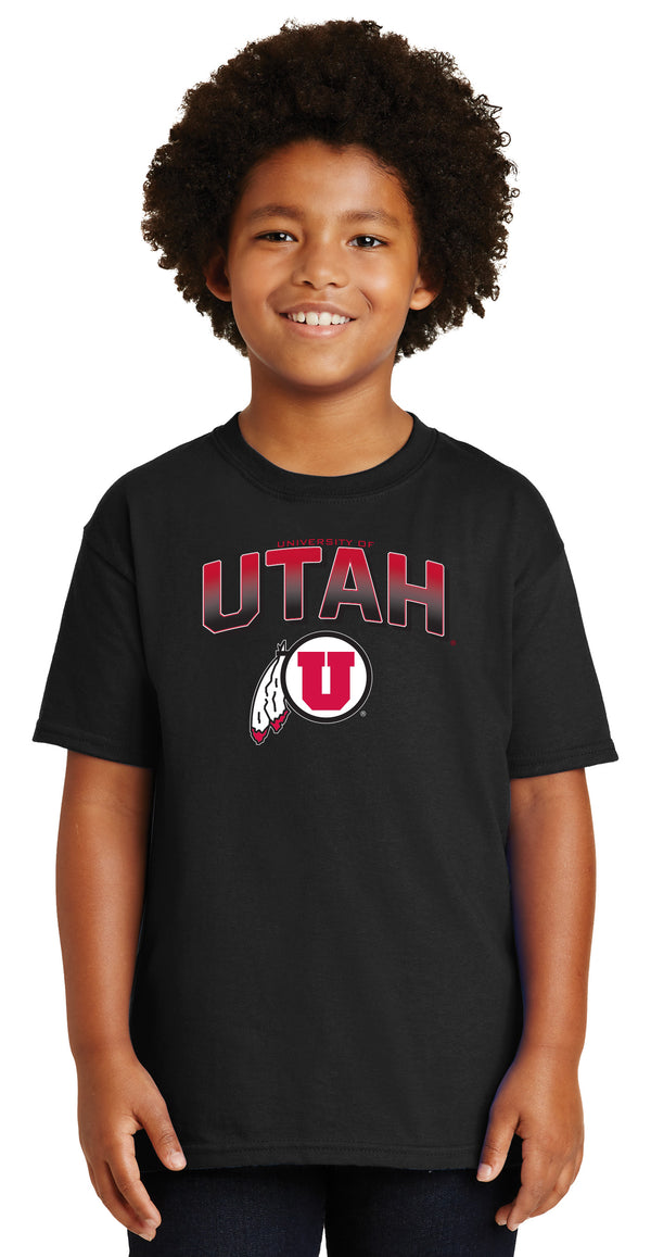 Utah Utes Boys Tee Shirt - Full Color Fade Utah Utes Logo