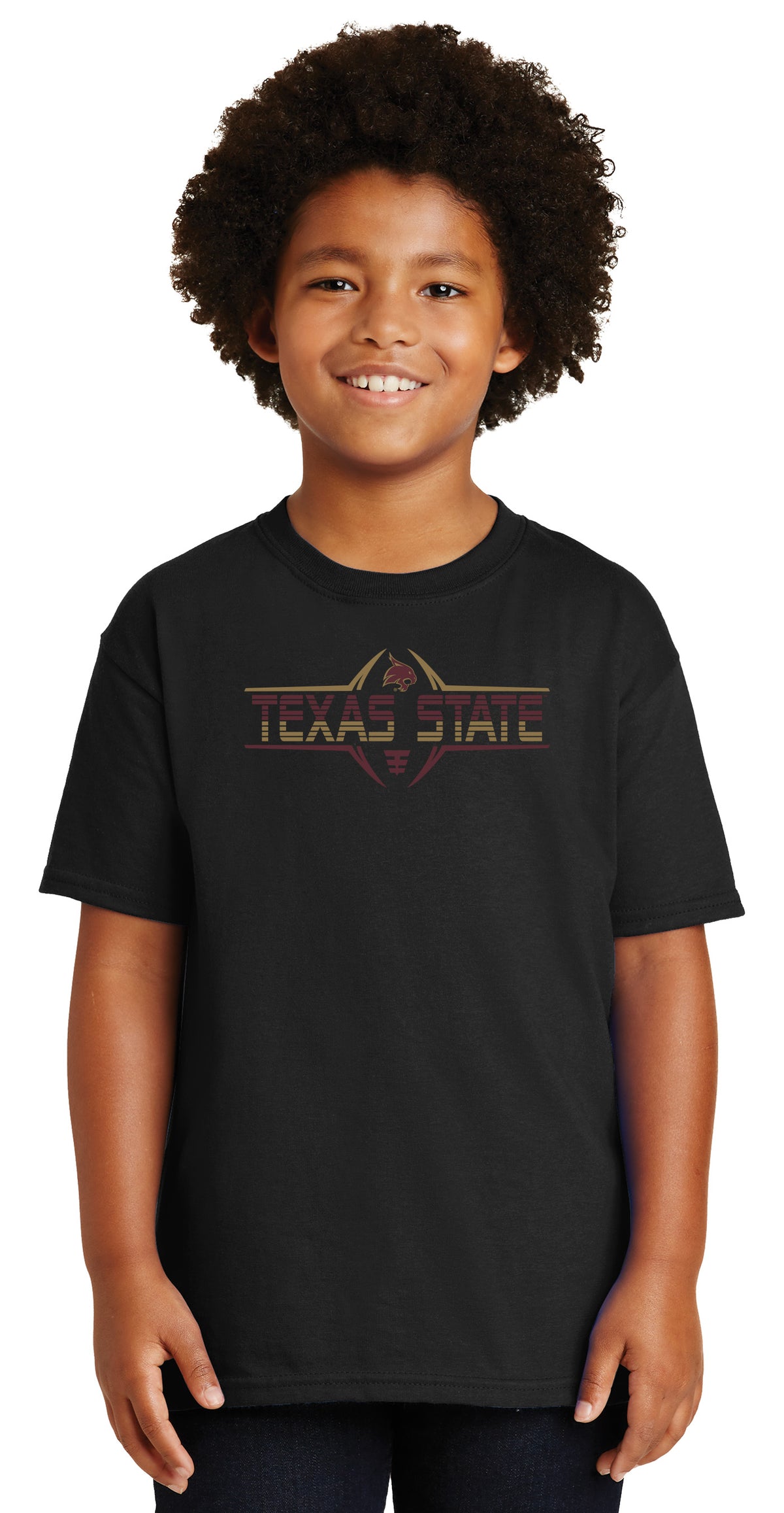 Texas State Bobcats Boys Tee Shirt - Striped Texas State Football Laces