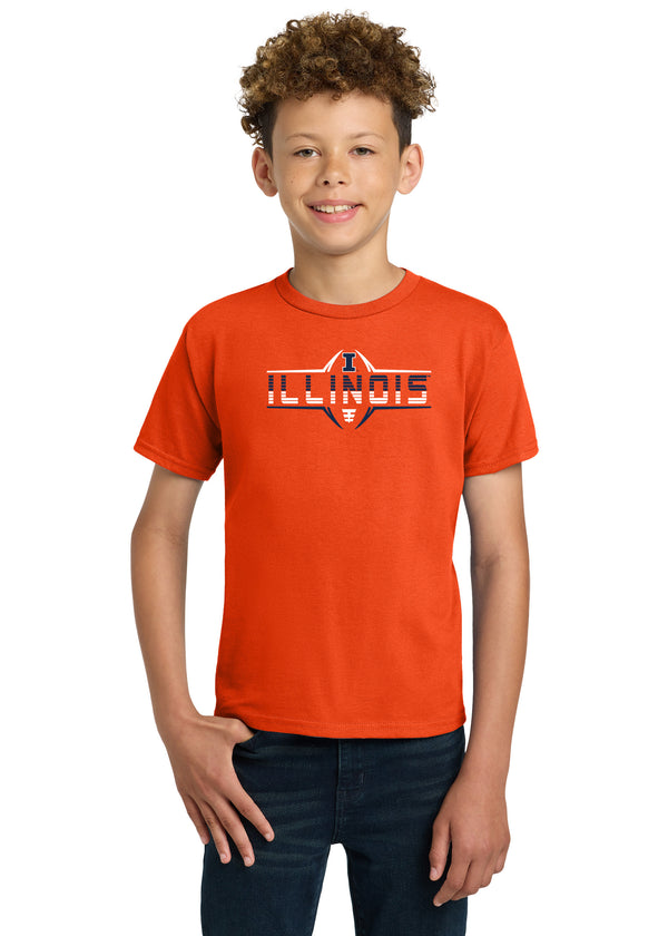 Illinois Fighting Illini Boys Tee Shirt - Striped Illinois Football Laces