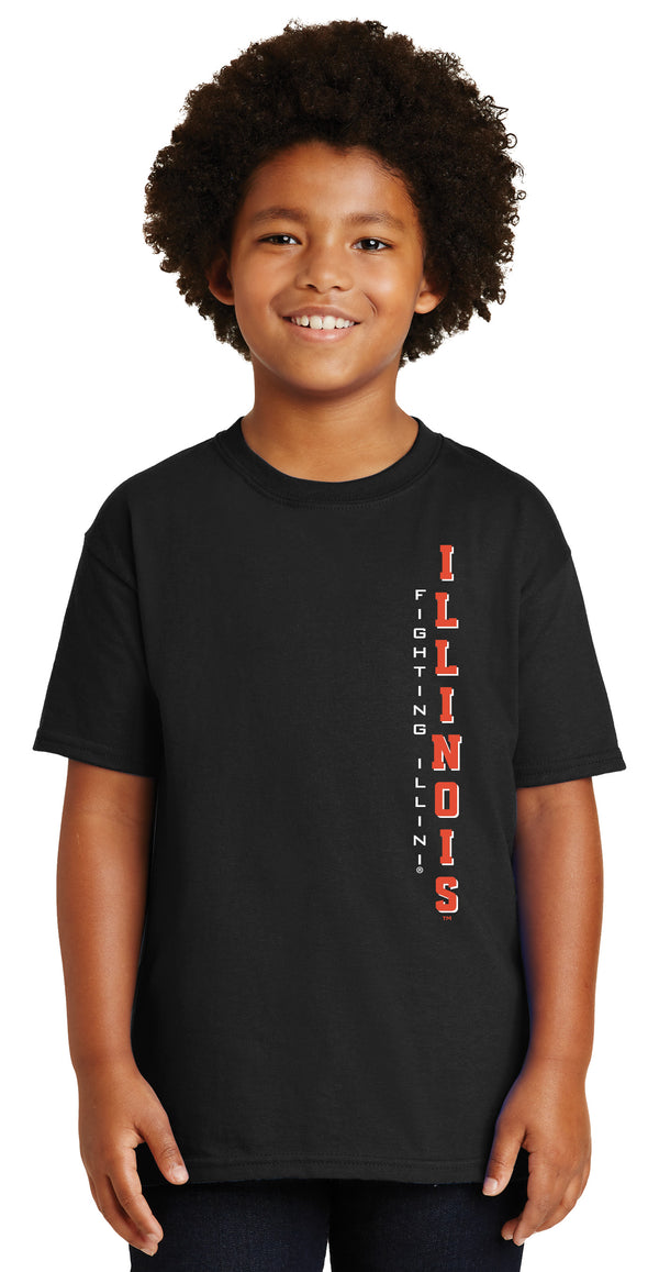 Illinois Fighting Illini Boys Tee Shirt - Vertical Illinois Fighting Illini