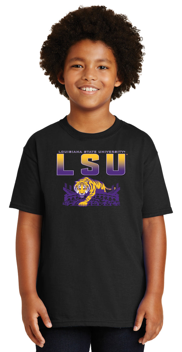 LSU Tigers Boys Tee Shirt - LSU Tiger Stadium Full Color Fade