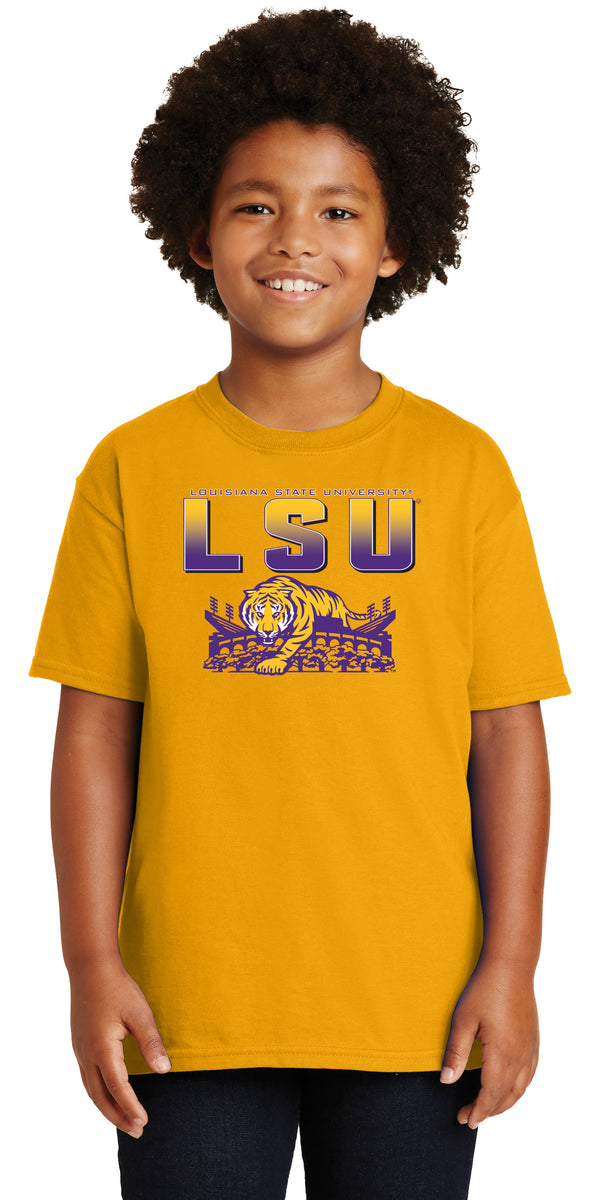 LSU Tigers Boys Tee Shirt - LSU Tiger Stadium Full Color Fade