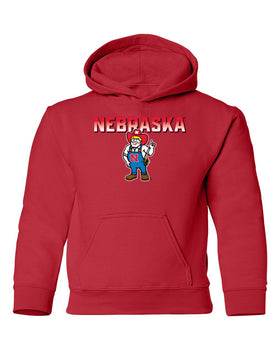 Nebraska Huskers Youth Hooded Sweatshirt - Full Color Nebraska Fade with Herbie Husker