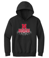 Nebraska Huskers Youth Hooded Sweatshirt - 3D Huskers Spotlight Shadow