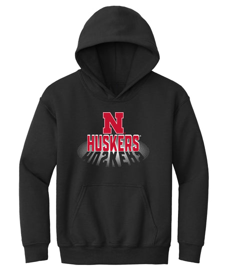 Nebraska Huskers Youth Hooded Sweatshirt - 3D Huskers Spotlight Shadow