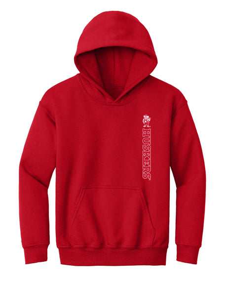 Nebraska Huskers Youth Hooded Sweatshirt - Vertical Huskers Herbie Husker