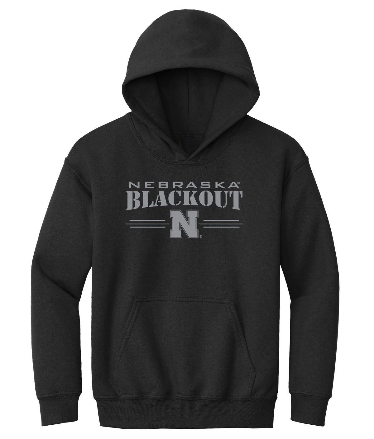 Nebraska Huskers Youth Hooded Sweatshirt - Nebraska Blackout Block N