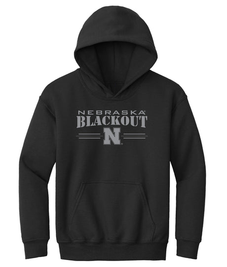 Nebraska Huskers Youth Hooded Sweatshirt - Nebraska Blackout Block N