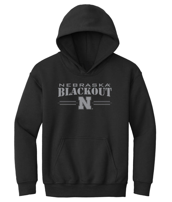 Nebraska Huskers Youth Hooded Sweatshirt - Nebraska Blackout Block N
