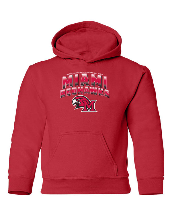 Miami University RedHawks Youth Hooded Sweatshirt - Miami RedHawks Full Color Fade Hawk M Logo