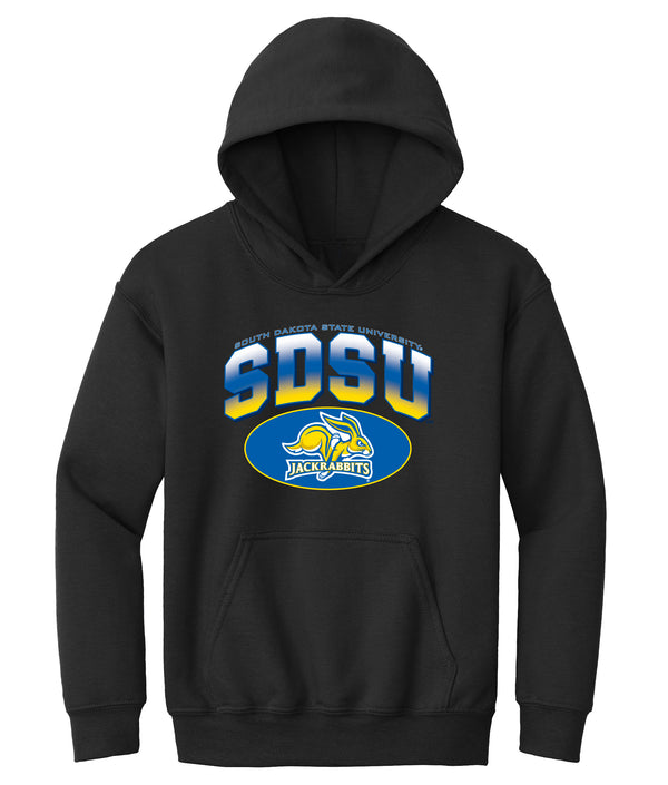 South Dakota State Jackrabbits Youth Hooded Sweatshirt - SDSU Full Color Fade Plus Primary Logo