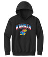 Kansas Jayhawks Youth Hooded Sweatshirt - Full Color Fade Kansas Logo