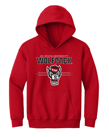 North Carolina State Wolfpack Youth Hooded Sweatshirt - 3-Stripe Primary Logo