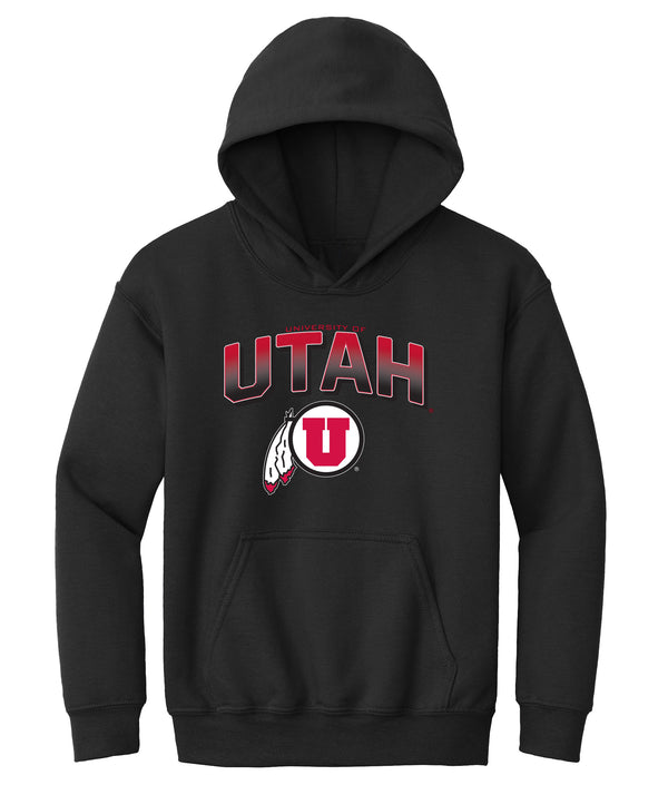 Utah Utes Youth Hooded Sweatshirt - Full Color Fade Utah Utes Logo