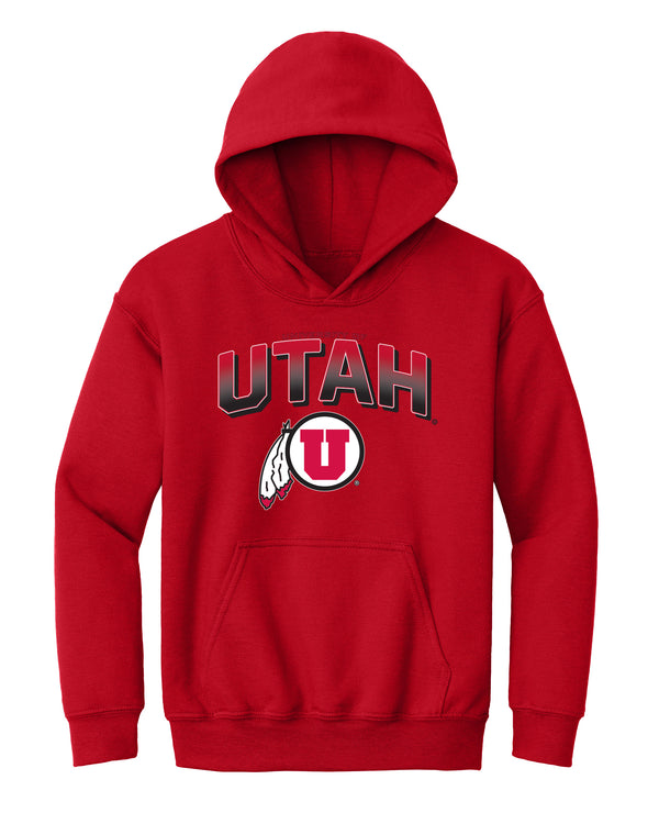 Utah Utes Youth Hooded Sweatshirt - Full Color Fade Utah Utes Logo