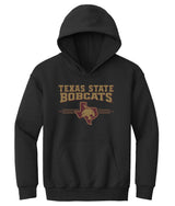 Texas State Bobcats Youth Hooded Sweatshirt - 3 Stripe State Outline Logo