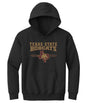 Texas State Bobcats Youth Hooded Sweatshirt - 3 Stripe State Outline Logo