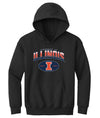 Illinois Fighting Illini Youth Hooded Sweatshirt - Full Color Fade Illinois Arch