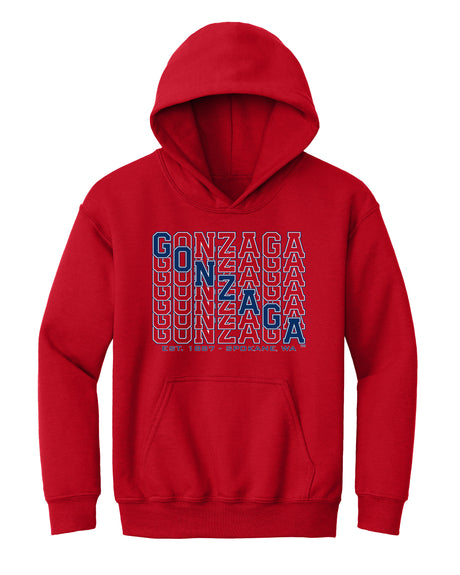 Gonzaga Bulldogs Youth Hooded Sweatshirt - Diagonal Echo Gonzaga
