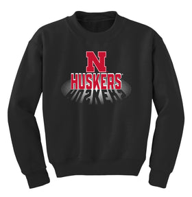 Nebraska Huskers Youth Crewneck Sweatshirt - 3D Huskers Spotlight Shadow