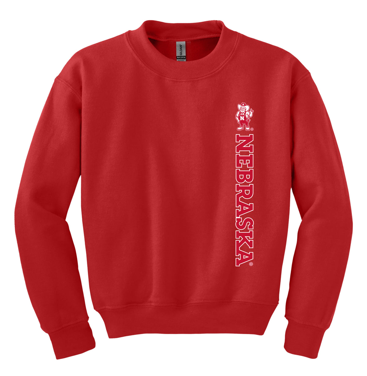Nebraska Huskers Youth Crewneck Sweatshirt - Vertical Nebraska Herbie Husker