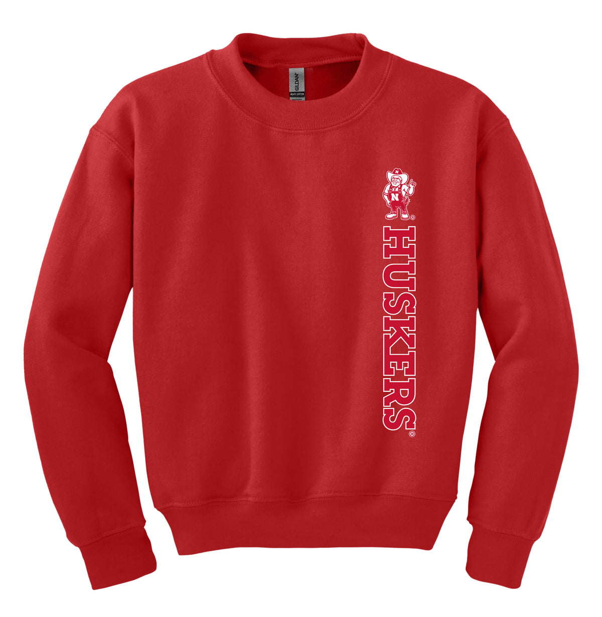 Nebraska Huskers Youth Crewneck Sweatshirt - Vertical Huskers Herbie Husker