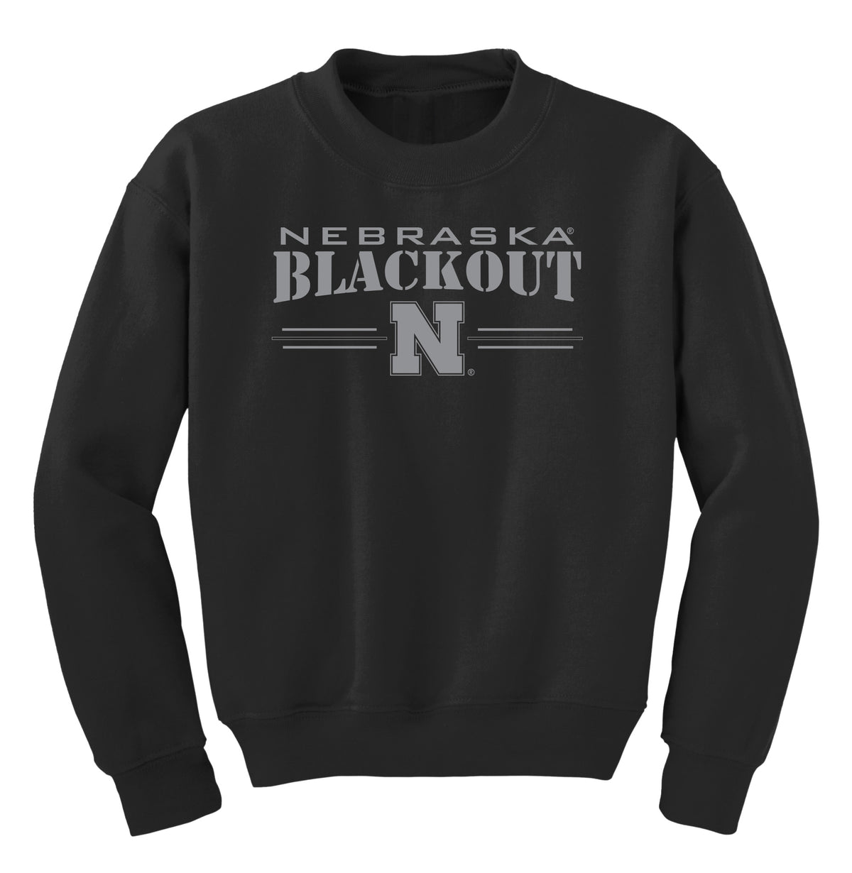 Nebraska Huskers Youth Crewneck Sweatshirt - Nebraska Blackout Block N