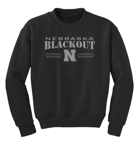 Nebraska Huskers Youth Crewneck Sweatshirt - Nebraska Blackout Block N