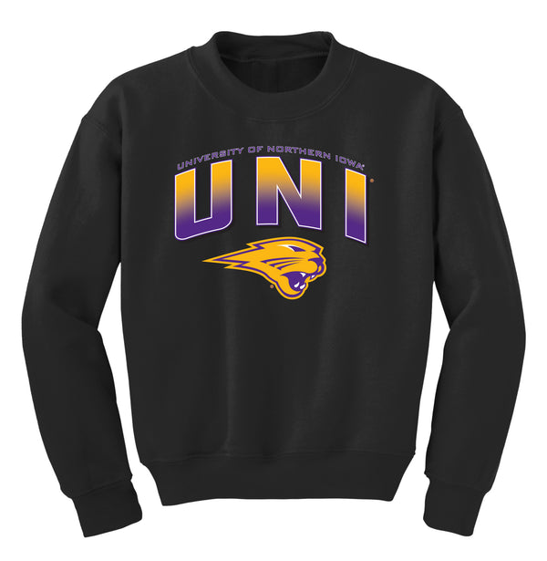 Northern Iowa Panthers Youth Crewneck Sweatshirt - UNI Full Color Fade Primary Logo