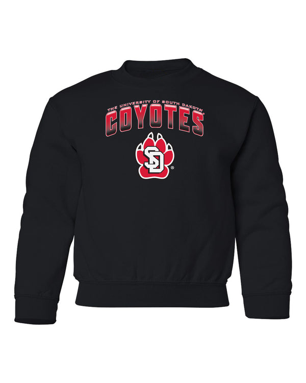 South Dakota Coyotes Youth Crewneck Sweatshirt - Coyotes Full Color Fade Primary Logo