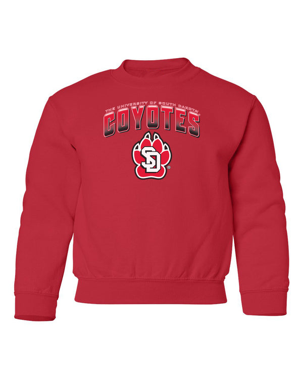 South Dakota Coyotes Youth Crewneck Sweatshirt - Coyotes Full Color Fade Primary Logo