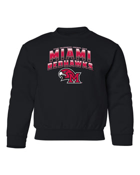 Miami University RedHawks Youth Crewneck Sweatshirt - Miami RedHawks Full Color Fade Hawk M Logo