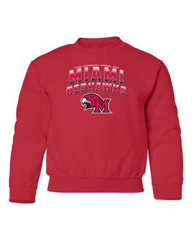 Miami University RedHawks Youth Crewneck Sweatshirt - Miami RedHawks Full Color Fade Hawk M Logo