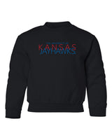 Kansas Jayhawks Youth Crewneck Sweatshirt - Overlapping University of Kansas Jayhawks