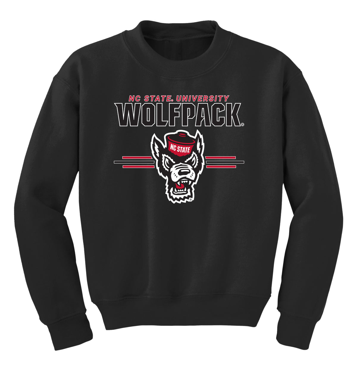 North Carolina State Wolfpack Youth Crewneck Sweatshirt - 3-Stripe Primary Logo