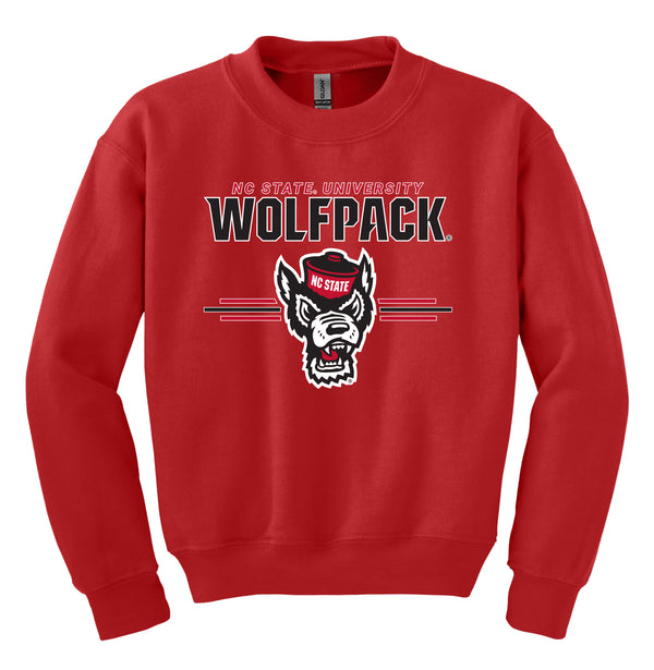 North Carolina State Wolfpack Youth Crewneck Sweatshirt - 3-Stripe Primary Logo