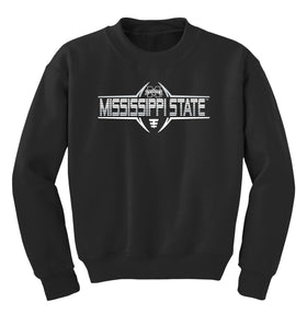 Mississippi State Bulldogs Youth Crewneck Sweatshirt - Bulldogs Football Striped Laces