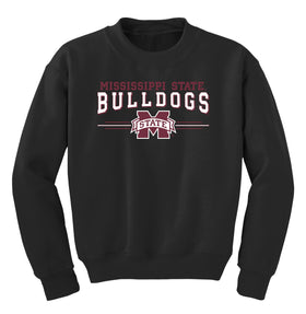 Mississippi State Bulldogs Youth Crewneck Sweatshirt - MSU Bulldogs 3-Stripe