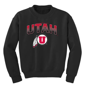 Utah Utes Youth Crewneck Sweatshirt - Full Color Fade Utah Utes Logo