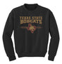 Texas State Bobcats Youth Crewneck Sweatshirt - 3 Stripe State Outline Logo