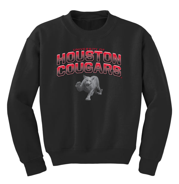 Houston Cougars Youth Crewneck Sweatshirt - Full Color Fade with Cougar