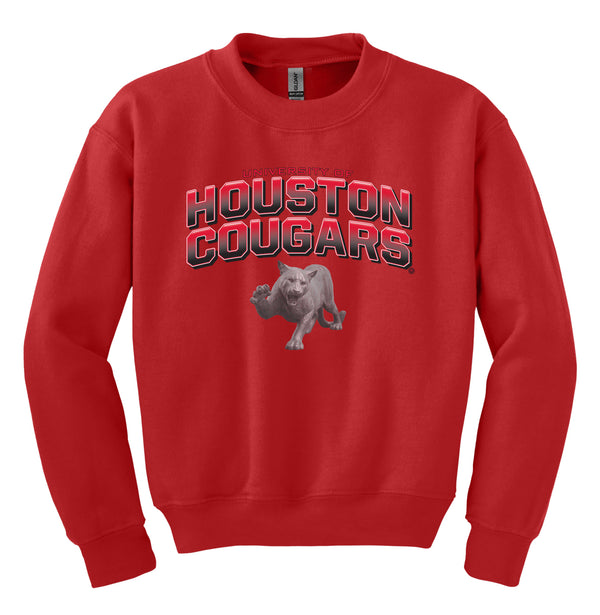 Houston Cougars Youth Crewneck Sweatshirt - Full Color Fade with Cougar