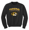 Missouri Tigers Youth Crewneck Sweatshirt - Full Color Fade Tigers Logo