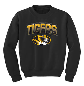 Missouri Tigers Youth Crewneck Sweatshirt - Full Color Fade Tigers Logo